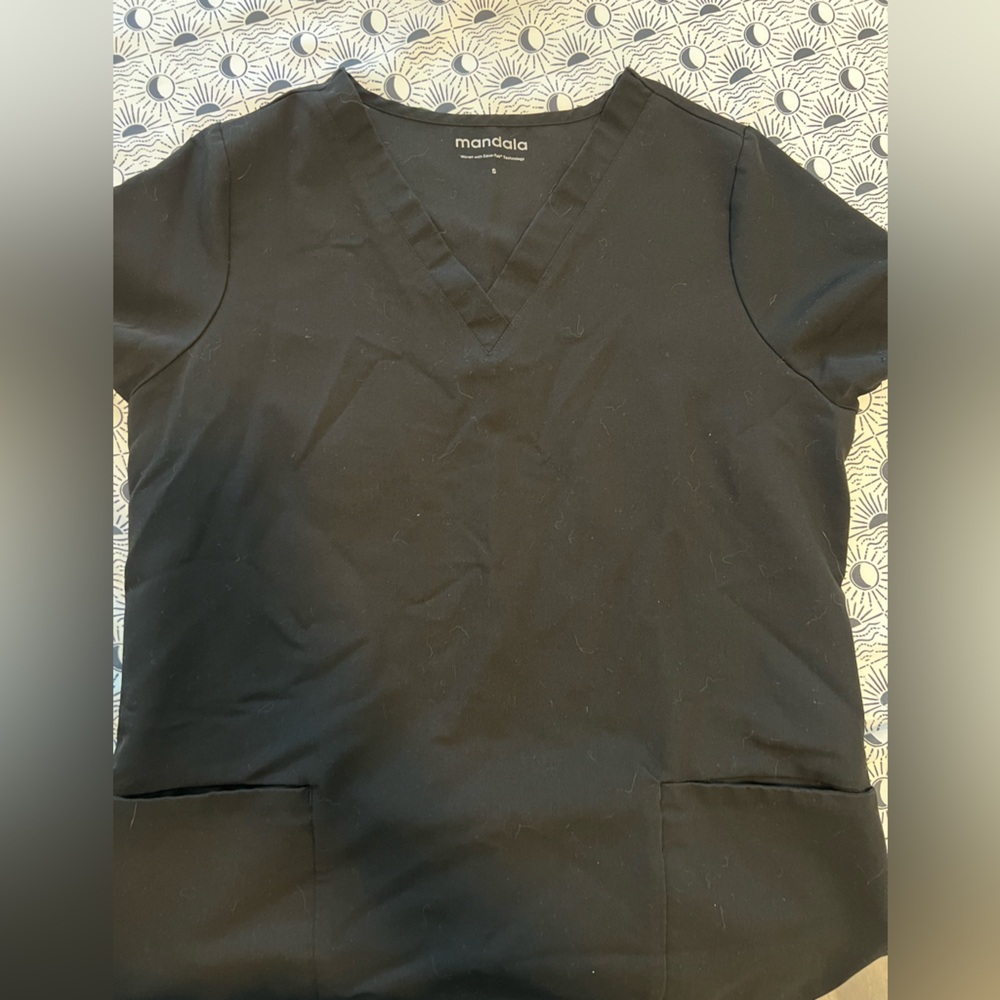Mandala black scrub top